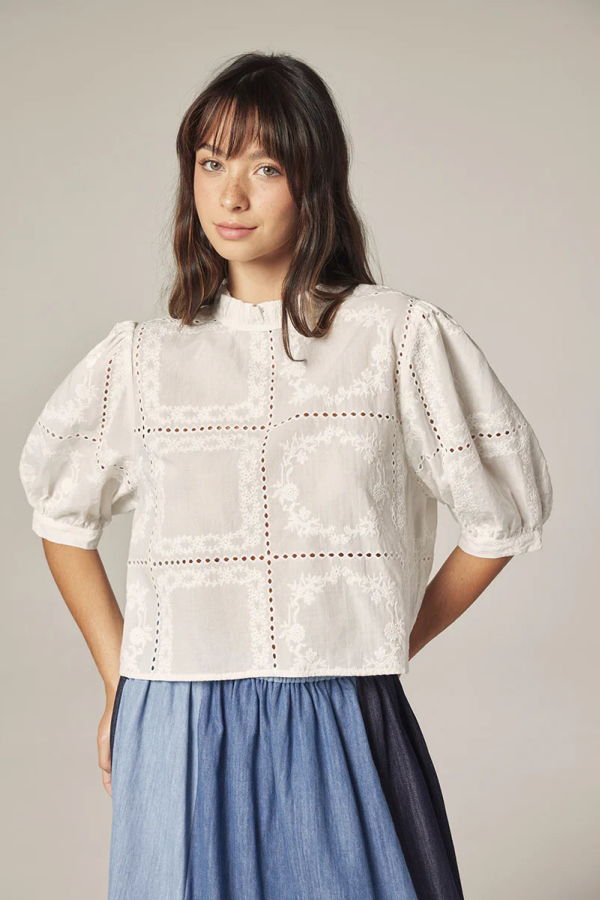 amente Puff Sleeve Tie Back Top