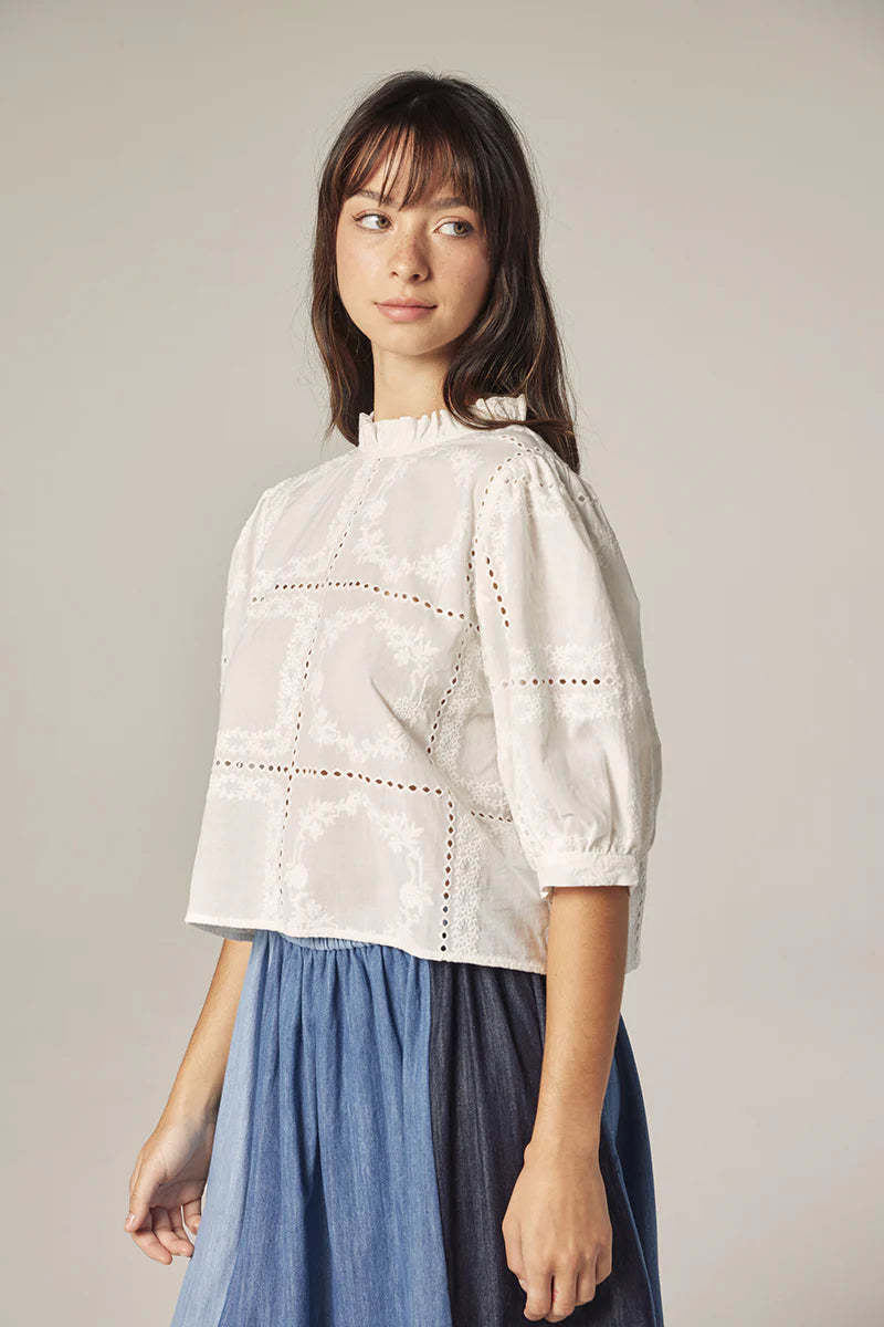 amente Puff Sleeve Tie Back Top