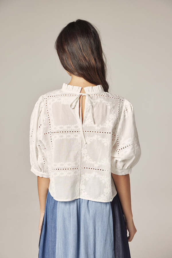 amente Puff Sleeve Tie Back Top