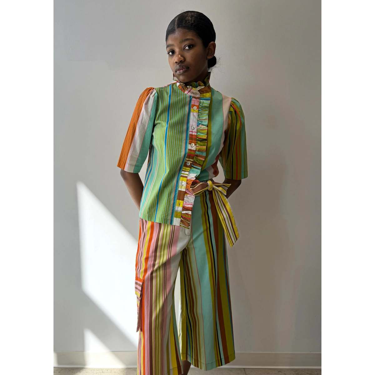 Hope for Flowers by Tracy Reece Frilled Buttondown Shirt - Combo Stripes - Image 2 of 4