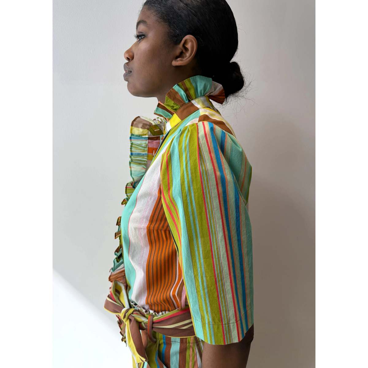 Hope for Flowers by Tracy Reece Frilled Buttondown Shirt - Combo Stripes - Image 3 of 4