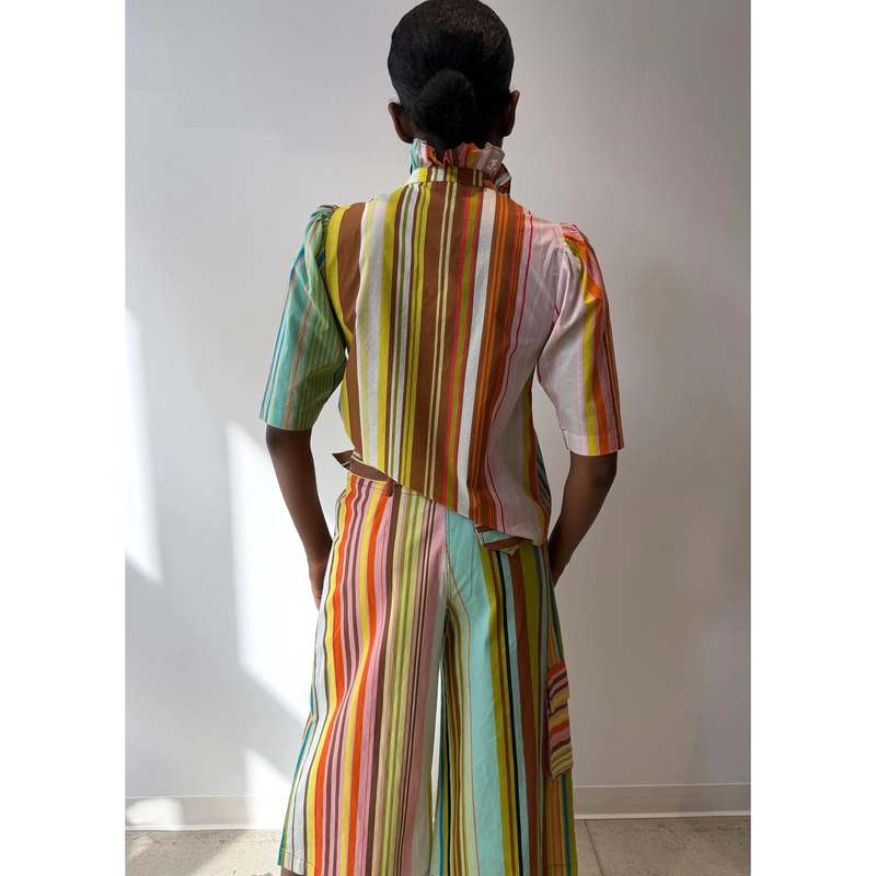 Hope for Flowers by Tracy Reece Frilled Buttondown Shirt - Combo Stripes