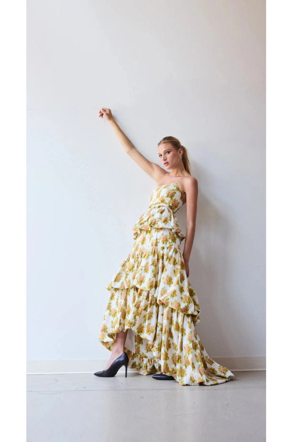 Hope for Flowers by Tracy Reece Holly Gown Dress - Pink Warped Ikat