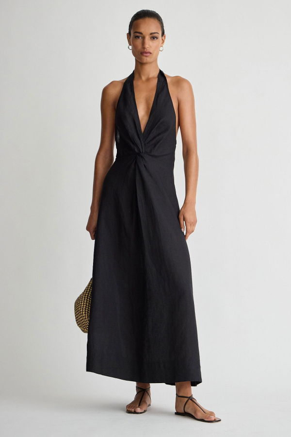 Apiece Apart Salome Halter Maxi Dress - Black