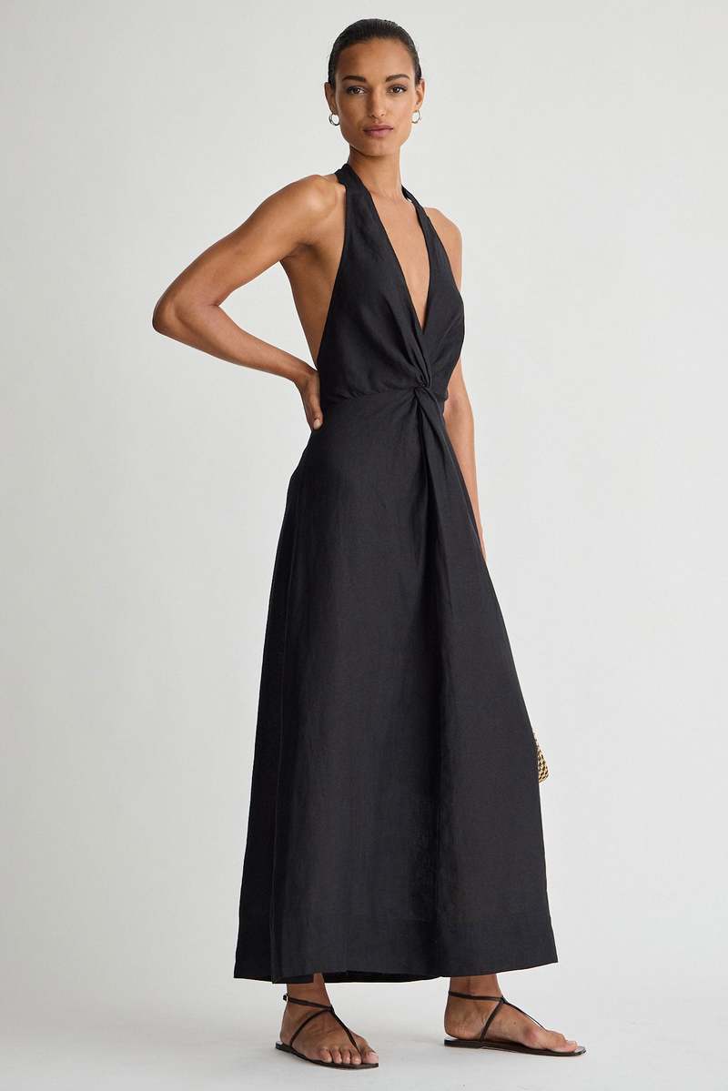 Apiece Apart Salome Halter Maxi Dress - Black