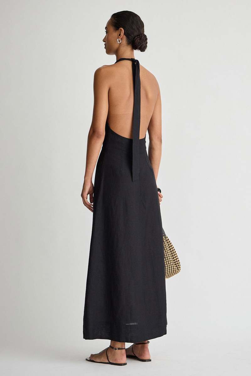 Apiece Apart Salome Halter Maxi Dress - Black