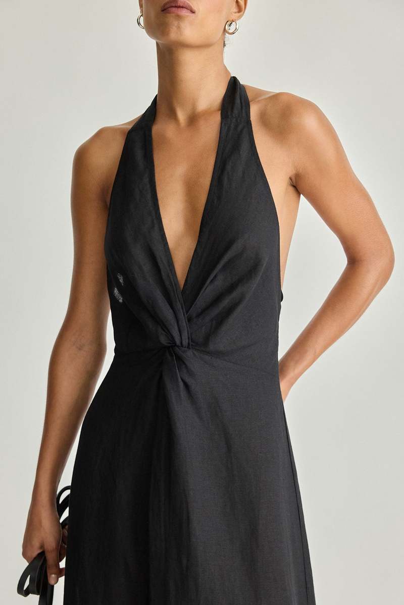 Apiece Apart Salome Halter Maxi Dress - Black