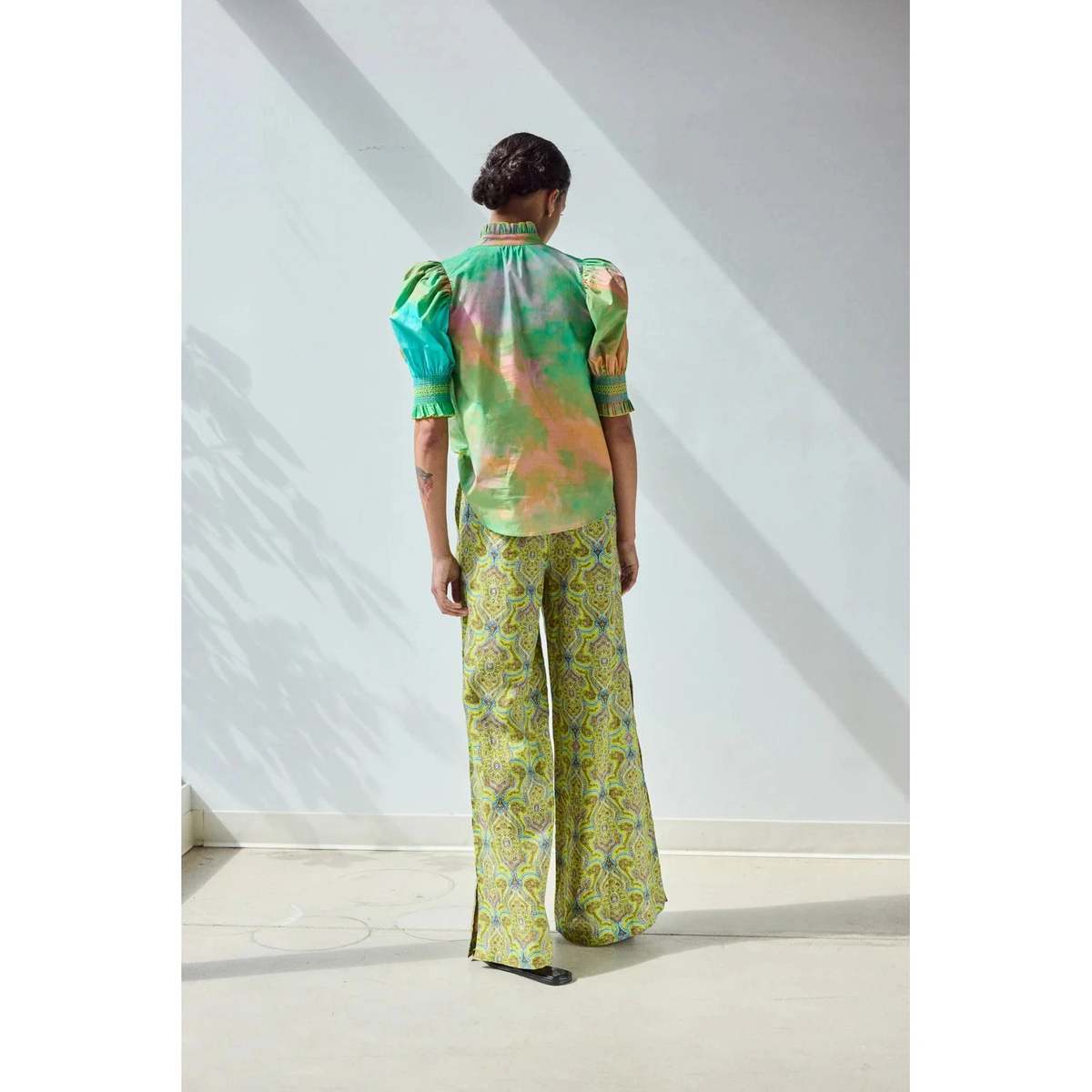 Hope for Flowers by Tracy Reece Short Sleeve Smocked Shirt - Spring Landscape - Image 3 of 3