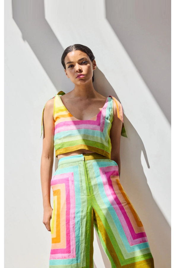 Hope for Flowers by Tracy Reece Tie Shoulder Shell Top - Concentric Squares