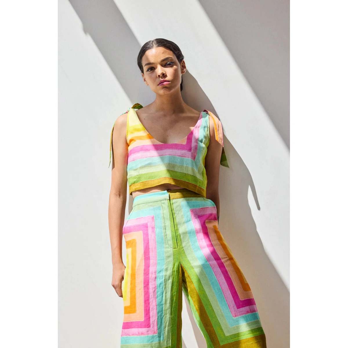 Hope for Flowers by Tracy Reece Tie Shoulder Shell Top - Concentric Squares - Image 1 of 4