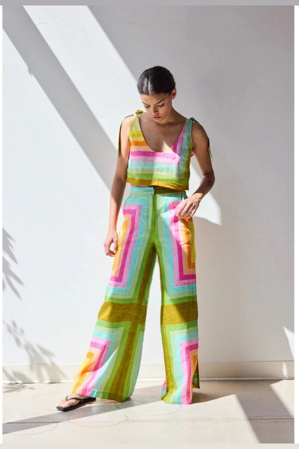 Hope for Flowers by Tracy Reece Tie Shoulder Shell Top - Concentric Squares