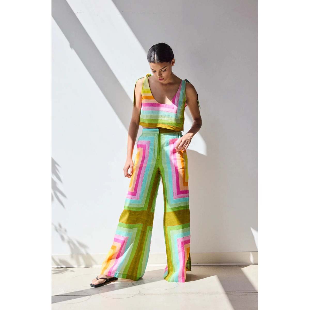 Hope for Flowers by Tracy Reece Tie Shoulder Shell Top - Concentric Squares - Image 2 of 4