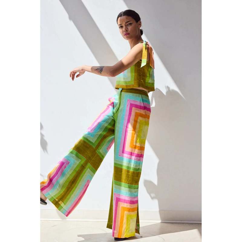 Hope for Flowers by Tracy Reece Tie Shoulder Shell Top - Concentric Squares