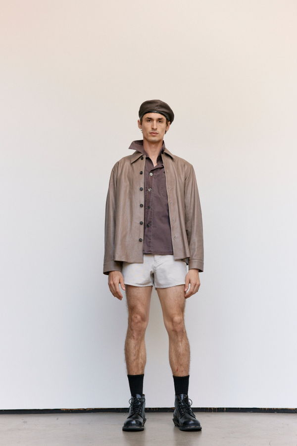 Our Legacy 70s Grey Velvet Lamb Skin Welding Shirt