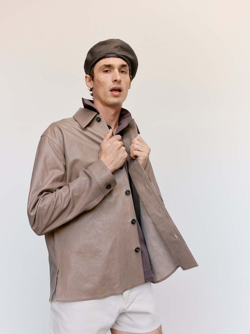 Our Legacy 70s Grey Velvet Lamb Skin Welding Shirt