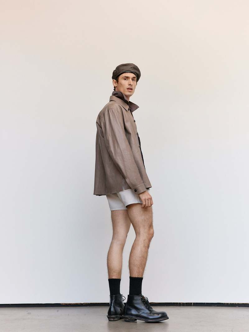 Our Legacy 70s Grey Velvet Lamb Skin Welding Shirt