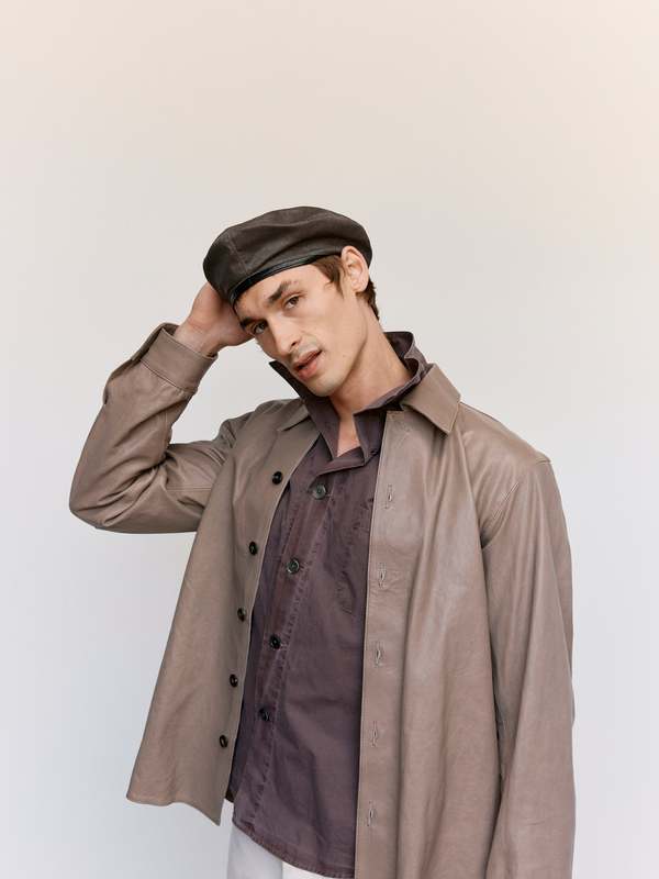 Our Legacy 70s Grey Velvet Lamb Skin Welding Shirt