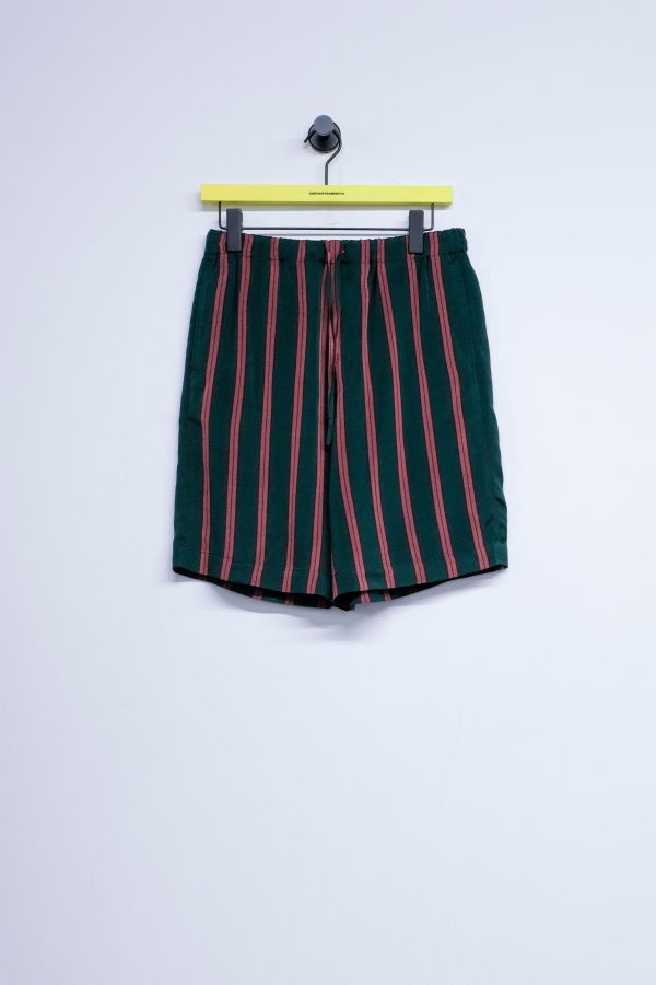 Dries Van Noten Bottle Silk Striped Piperi Shorts