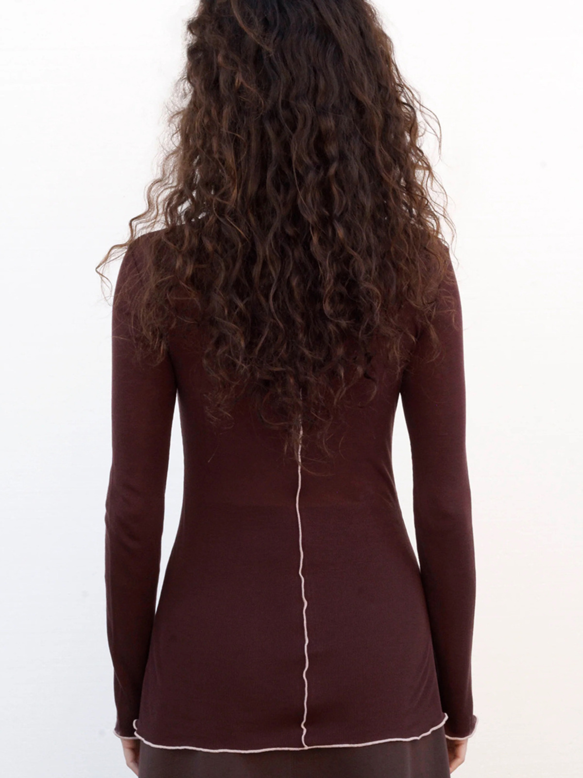 Black to Grey Horizon Semi-Sheer Top - Wine - Image 3 of 4