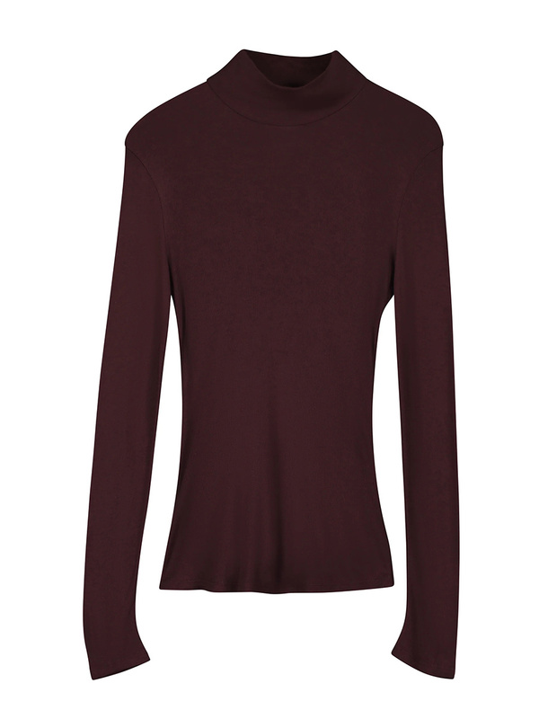Black to Grey Ronco High Collar Top - Wine