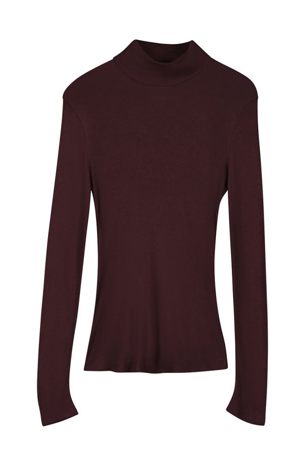 Black to Grey Ronco High Collar Top - Wine