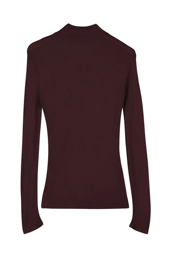 Black to Grey Ronco High Collar Top - Wine