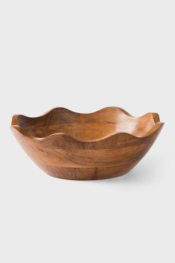 Mela Artisans Acacia Wood Scallop Bowl, Natural Finish