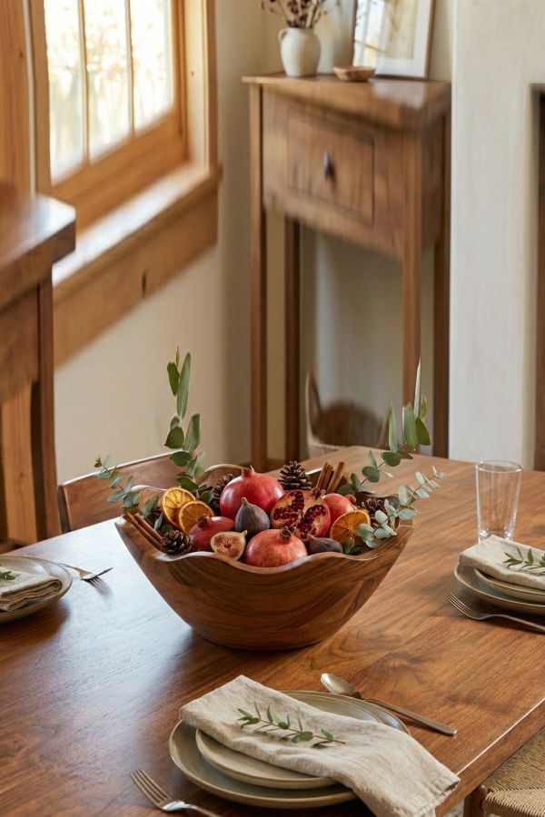 Mela Artisans Acacia Wood Scallop Bowl, Natural Finish