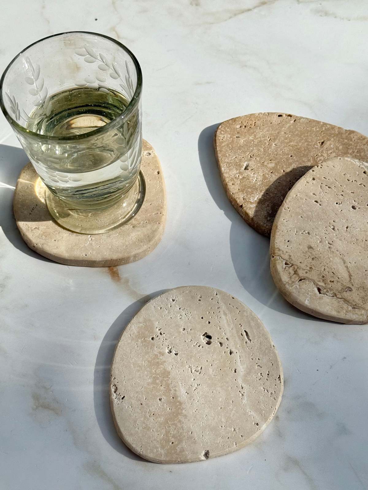 Villa Lua Home Travertine Coaster Set of 4 - Image 3 of 5