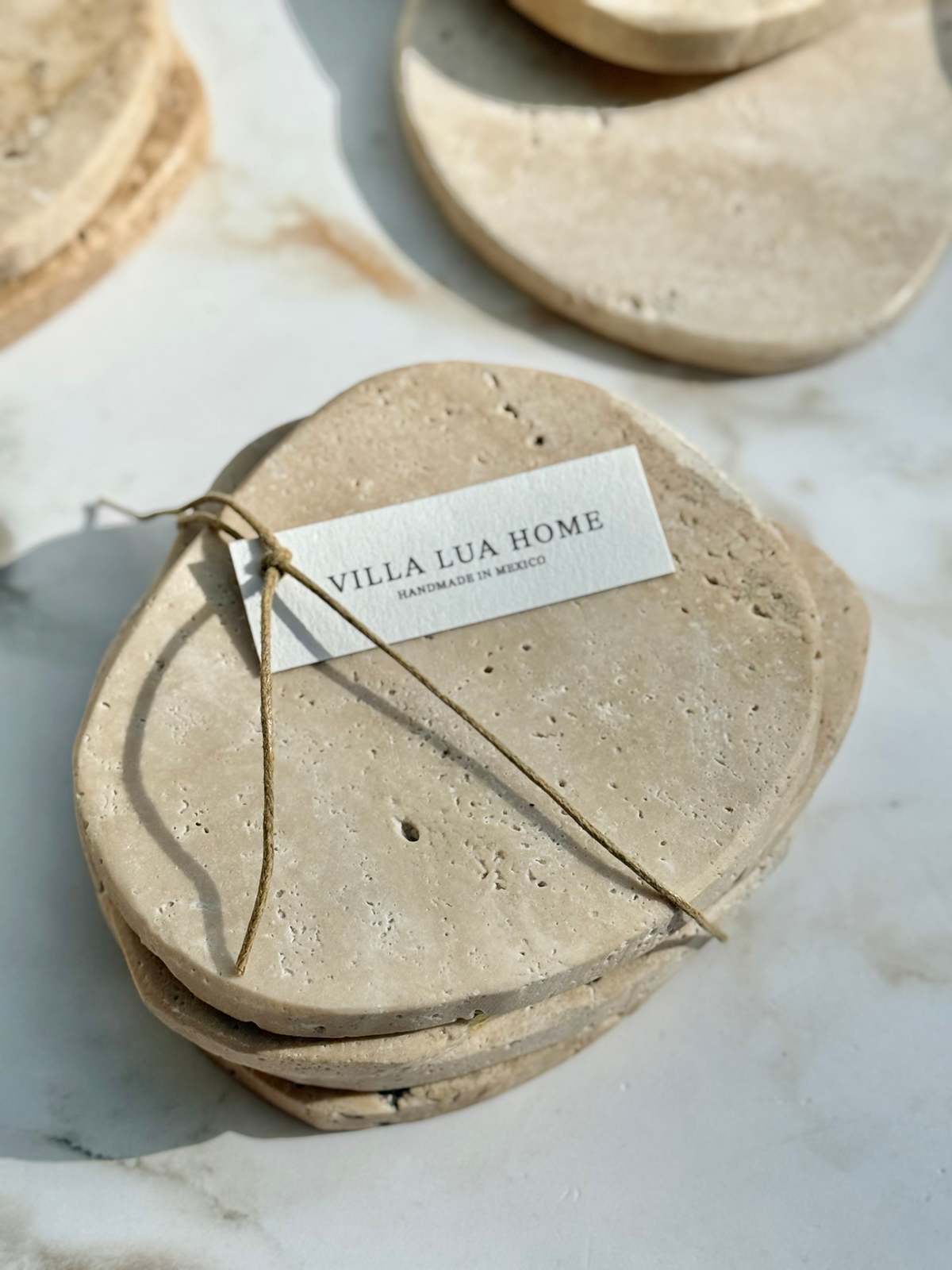 Villa Lua Home Travertine Coaster Set of 4 - Image 4 of 5