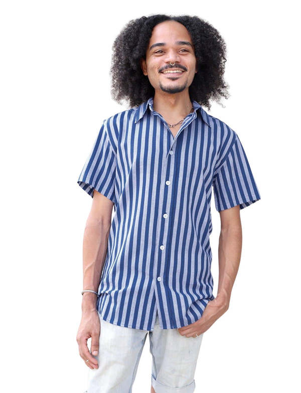 Passion Lilie Blue Bayou Striped Organic Cotton Button Down Shirt