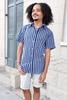Passion Lilie Blue Bayou Striped Organic Cotton Button Down Shirt - Thumbnail 6