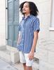 Passion Lilie Blue Bayou Striped Organic Cotton Button Down Shirt - Thumbnail 7