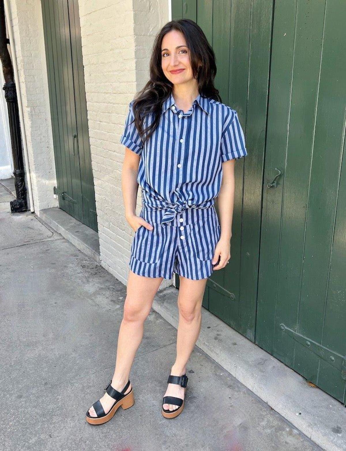 Passion Lilie Blue Bayou Striped Organic Cotton Button Down Shirt - Image 9 of 9