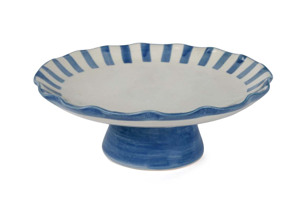 Casa Amarosa Ceramic Stripe Cake Stand - Image 1 of 3