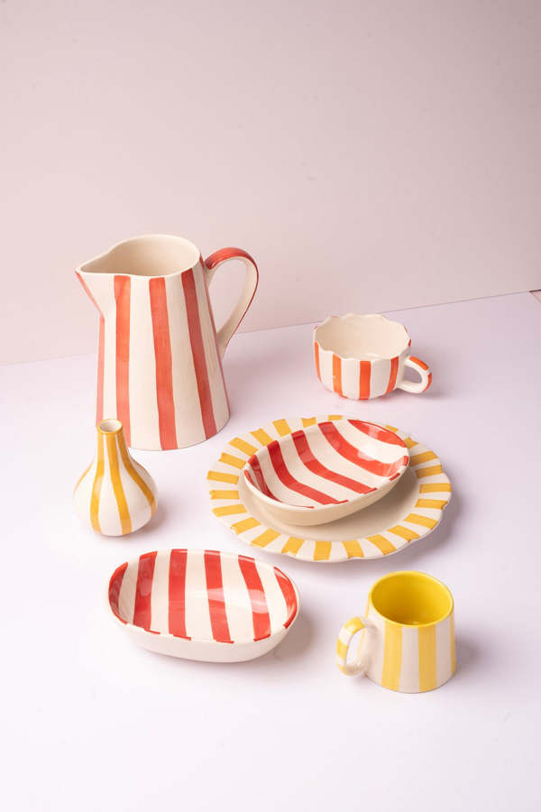 Casa Amarosa Ceramic Stripe Pitcher