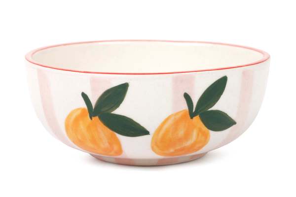Casa Amarosa Ceramic Striped Orange Bowl