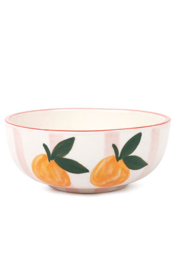 Casa Amarosa Ceramic Striped Orange Bowl