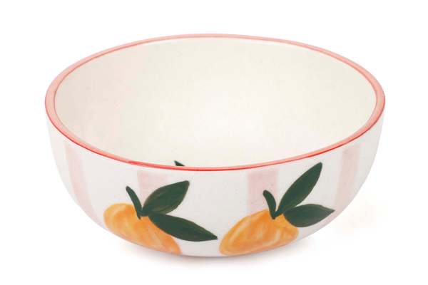 Casa Amarosa Ceramic Striped Orange Bowl