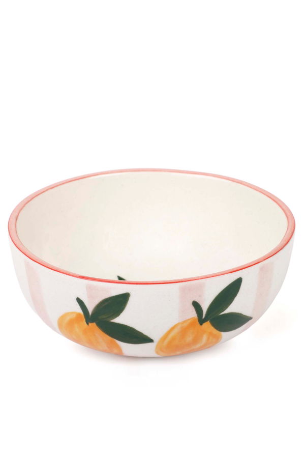 Casa Amarosa Ceramic Striped Orange Bowl