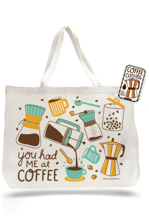 The Neighborgoods Coffee Candle & Tote Gift Set