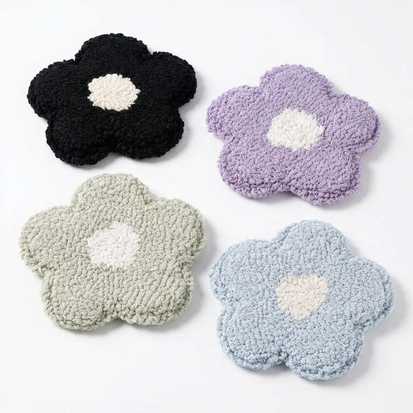 Sip Sip Hooray Cotton Daisy Tufted Mug Rug Coaster Set