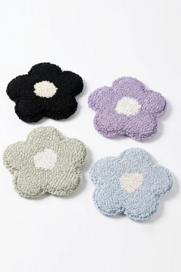 Sip Sip Hooray Cotton Daisy Tufted Mug Rug Coaster Set