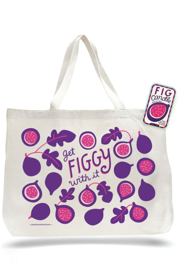 The Neighborgoods Fig Candle & Tote Gift Set