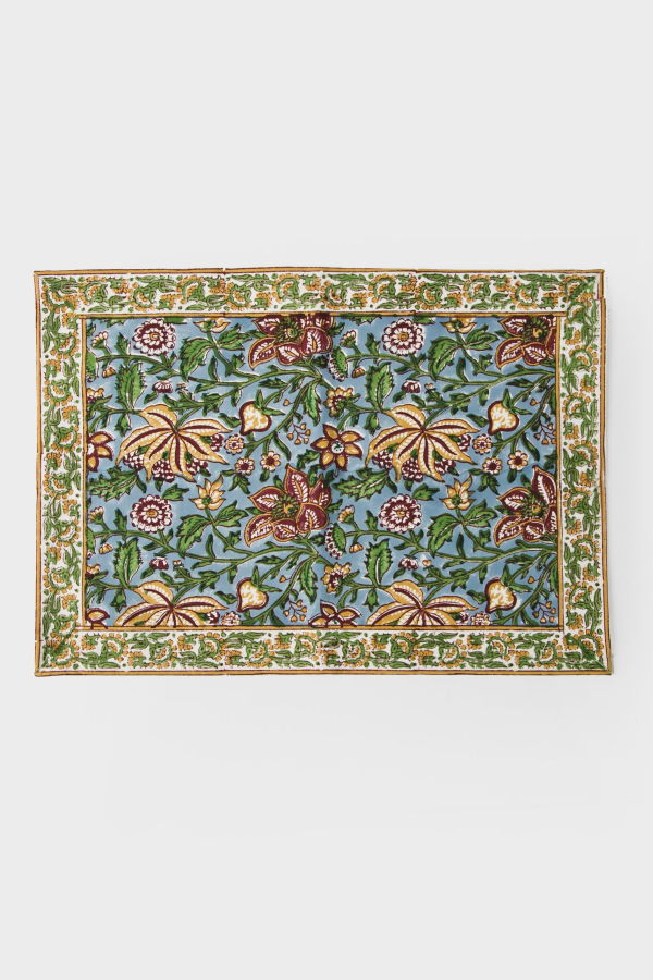 Mela Artisans Florin Hand Block Printed Cotton Placemats Set of 4