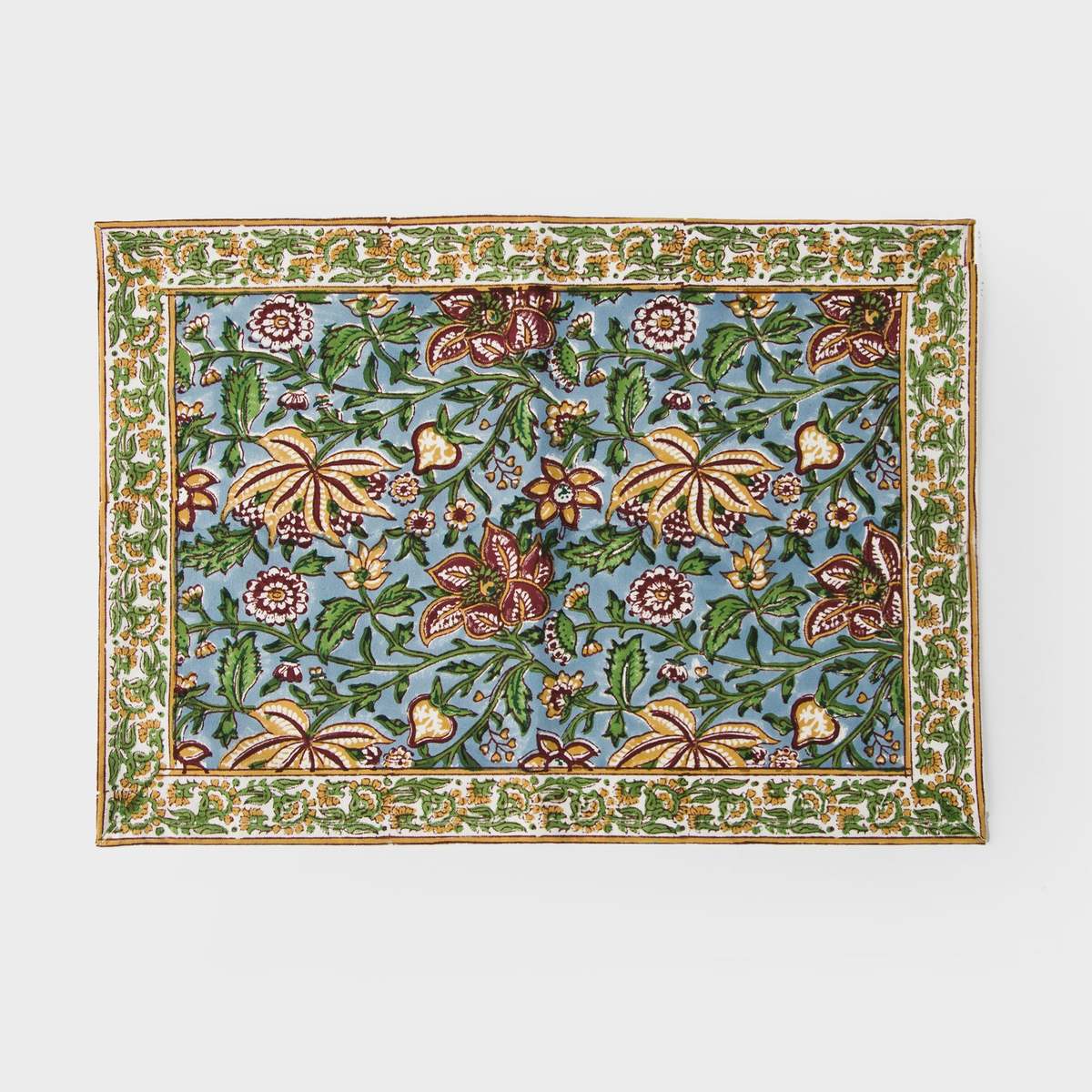 Mela Artisans Florin Hand Block Printed Cotton Placemats Set of 4 - Image 2 of 6