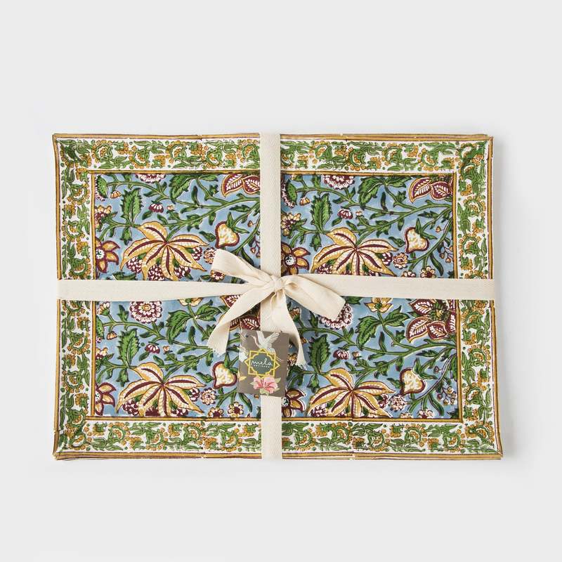Mela Artisans Florin Hand Block Printed Cotton Placemats Set of 4