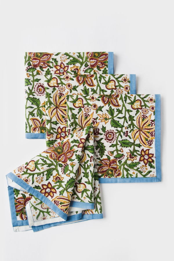 Mela Artisans Florin Hand Block Printed Napkins Set of 4