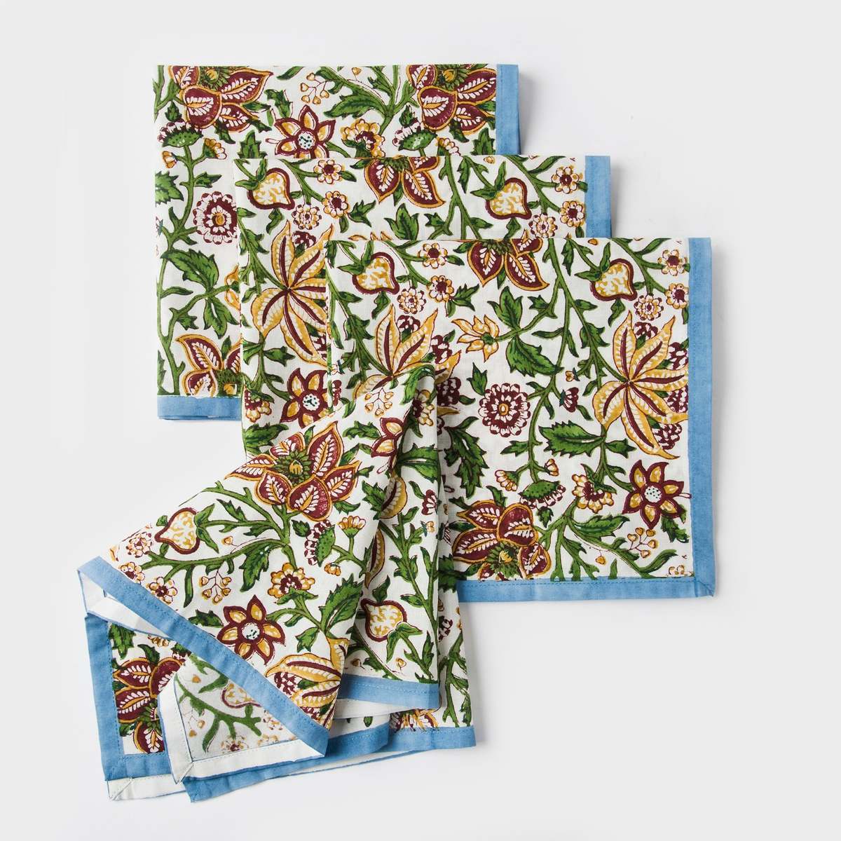 Mela Artisans Florin Hand Block Printed Napkins Set of 4 - Image 1 of 6