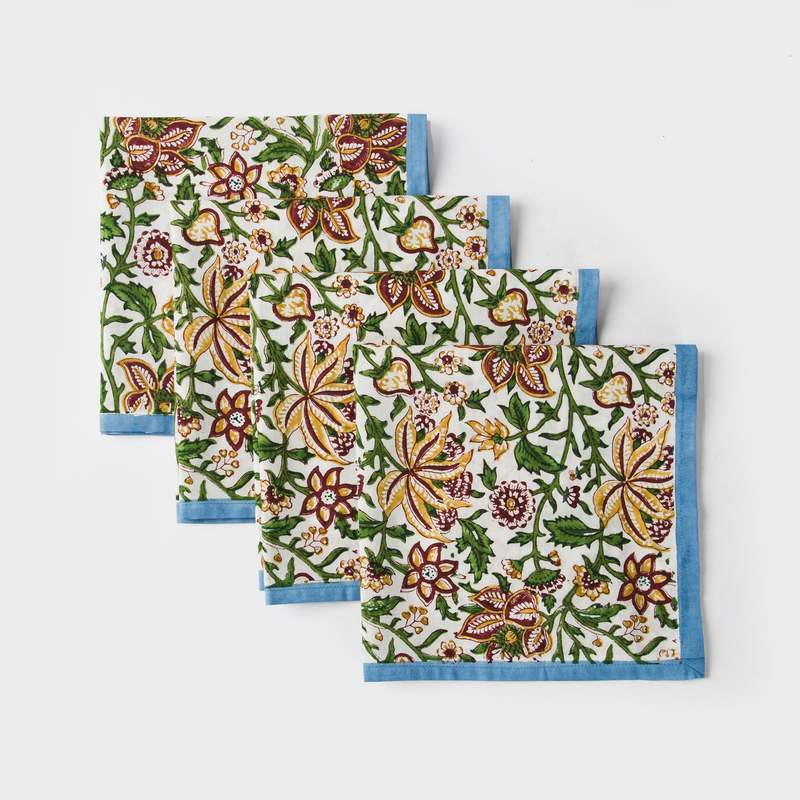 Mela Artisans Florin Hand Block Printed Napkins Set of 4